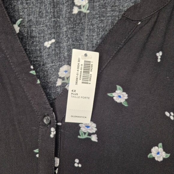 NWT Old Navy Black Floral Print Dress with Ruffle Hem Plus Size 4X - Picture 3 of 9
